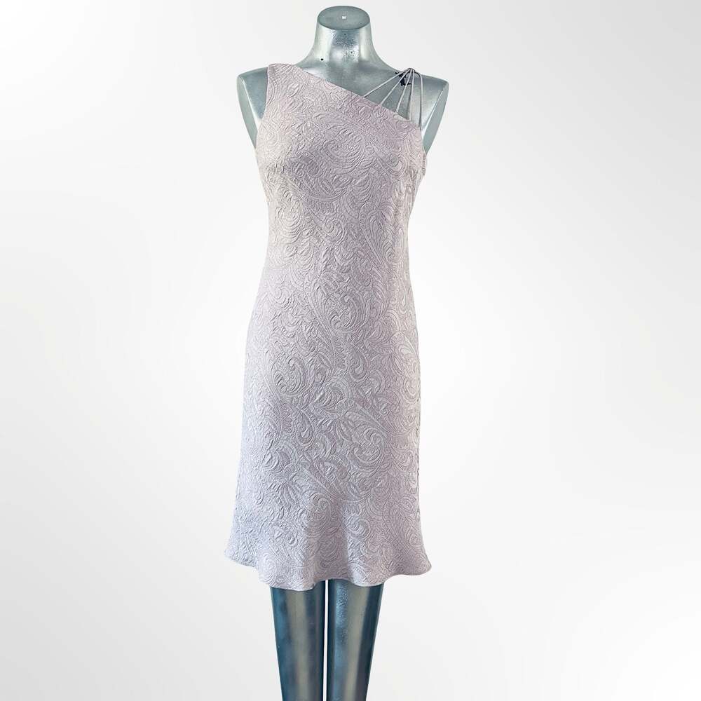Evan-Picone Vintage Lavender Jacquard One-Shoulder Cocktail Dress